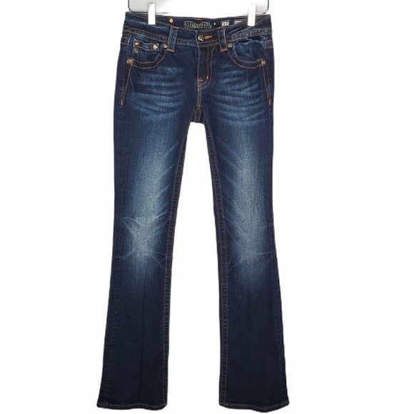 Miss Me Denim - Miss Me Signature Rise Bootcut Jeans Dark Wash Embellished Size 27